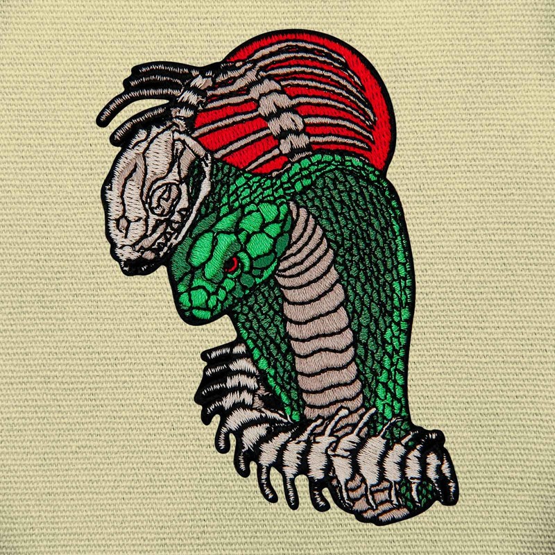 King Cobra Skull Embroidered Iron on Sew on Patch