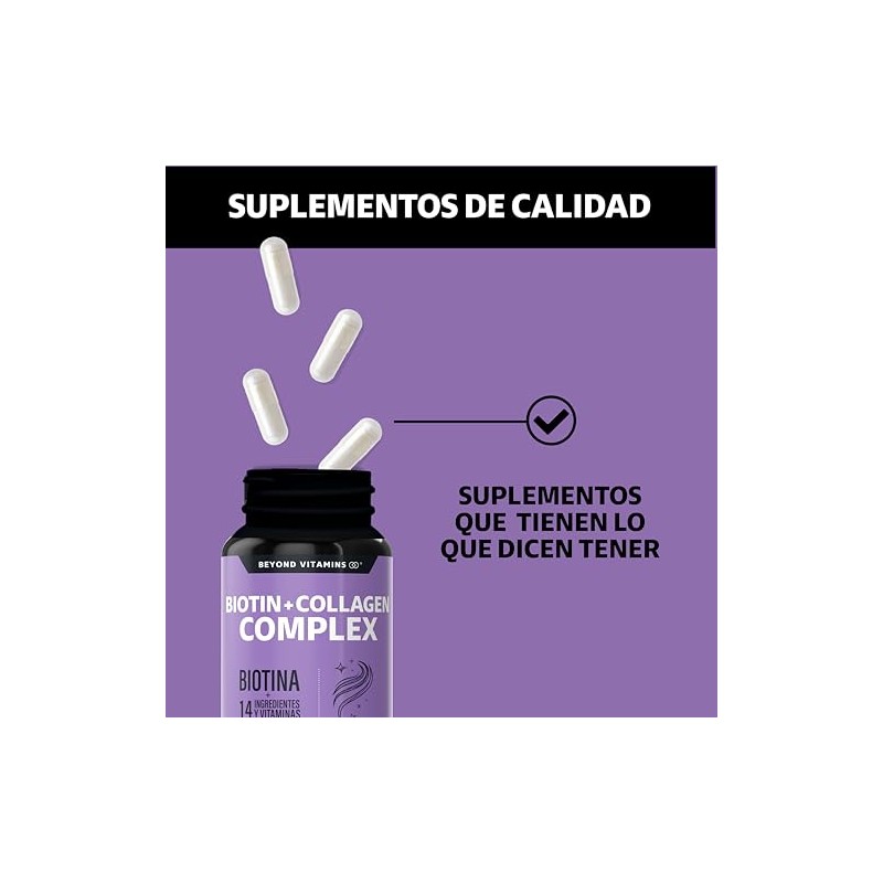 Biotin Collagen Complex Contiene Biotina Colágeno Ingredientes Vitaminas Suplemento Vitamínico
