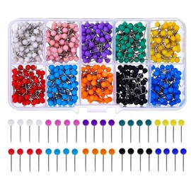 HUAZIZ Pack of 1000 Map Nail Push Pins, Round Head Pins, Map Pins, Map Push Pins, Metallic Round Head with Stainless Steel Tip, 4 mm, 10 Colours