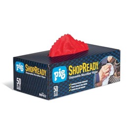 PIG ShopReady Microfiber Wipers| Durable Low-Lint Microfiber Rags | 50 per Box| 18" W x 18" L | Red | PM50826-RD