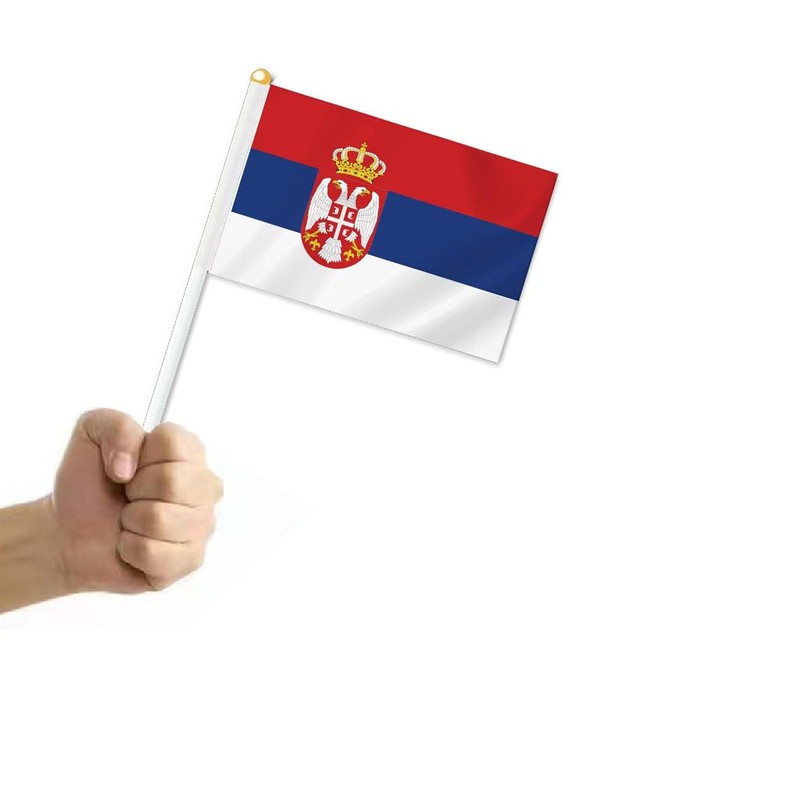 Pack of 25 Serbia Handheld Flag, Serbian People Decor Hand