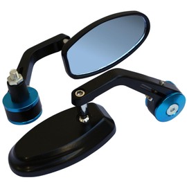 MotorToGo Black Handlebar End View Mirrors with Blue Cover for 2002 Ducati Monster 750 ie Dark