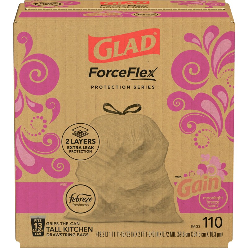 Glad Trash & Food Storage ForceFlex Protection Series Tall Trash
