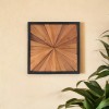 HomeSoftThings Rustic Teak Wood Wall Art – 17"x17" Geometric Starburst