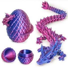 4PCS Mini 3D Printed Dragon Eggs with Inside Dragon - Articulated Crystal Dragons, Easter Basket Fillers, Fidget Toys for Kids, and Festive Easter Decorations