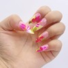 NGMATY Press On Nails Summer Floral Painted French Tropical Medium