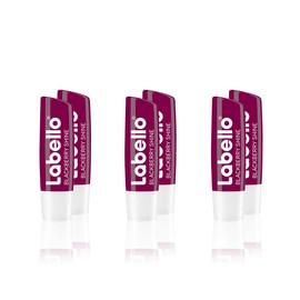 Labello BlackBerry shine in the 6 Pack (6 x 5.5 g), lip balm with delicate red shine and glow pigments, lip care without mineral oils