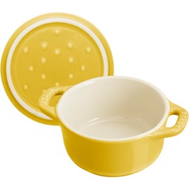 STAUB Stoneware Ceramic 3-pc Mini Round Cocotte Set-Citron