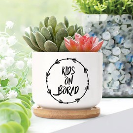 DecStic Baby on with Wreath Ceramic Planter Bible Verse Planters for Indoor Plants with Drainage Holes and Saucers Pot for Succulents Cactus Garden Windowsill
