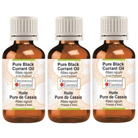 Greenwood Essential Pure Blackcurrant Oil (Ribes Nigrum) Natural Therapeutic Quality Cold Pressed (Pack of Three) 100 ml x 3 (10 oz)