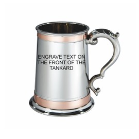 Wentworth Pewter 1 Pint Double Copper Band Monarch Tankard with Engraving