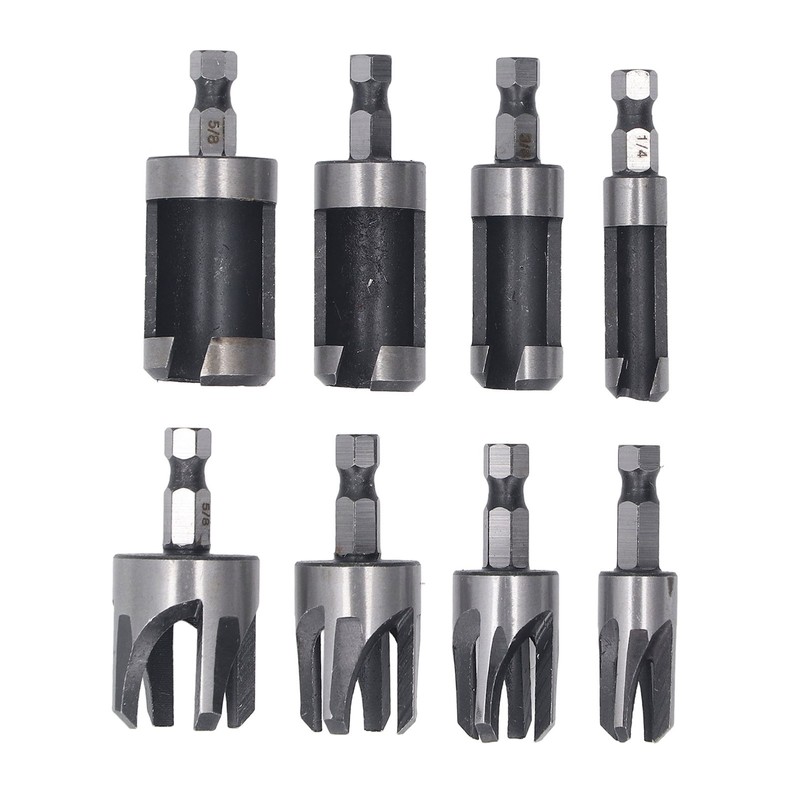 8PCS Set Wood Plug Cutter Drill Bit Hex Shank 4PCS