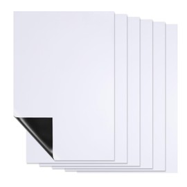 PATIKIL Magnetic Refrigerator Whiteboard Sheets Set of 6 12 x 8 Inch Erasable Whiteboard for Kitchen Home Kitchen Organizer Planner Office Storage White (0.6mm)