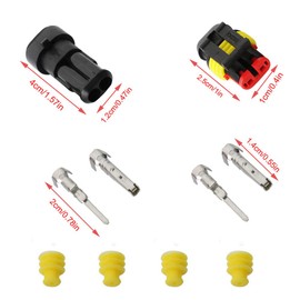 RUNCCI-YUN 15 Kit 2/3/4 Pin car Wire Connector, Car Spark Plug Connectors, Waterproof, Dustproof, Insulated and Sealed, 1.5mm Series Terminal Connector