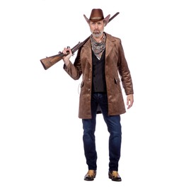 WILBERS & WILBERS - Men's Western Coat One Piece in Brown - Real Western Cowboy Look - Carnival / Fancy Dress - Size S/48, brown