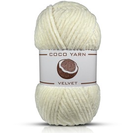 Velvet Yarn for Crocheting – CocoYarn - Chenille Chunky Yarn for Hand Knitting, Fluffy Soft Plush Amigurum Bulky Baby Blanket Yarn for Crochet 100g -131yds (1, Cream-08)