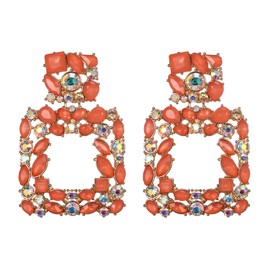 EVER FAITH Rhinestone Earrings Austrian Crystal Geometric Statement Earrings Iridescent Clear AB, Crystal