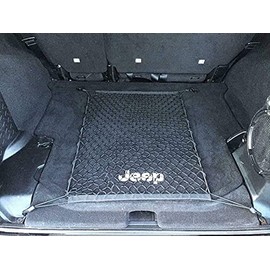 EACCESSORIES EA Rear Trunk Organizer Cargo Net for Jeep Wrangler 2007-2017 – Floor Style Cargo Net for SUV - Premium Mesh Elastic Car Trunk Organizer Vehicle Carrier Storage - Compatible with Wrangler