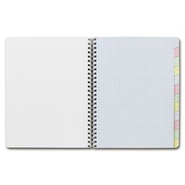 Clairefontaine Wirebound Notebook - Graph w/12 tabs 60 sheets - 6 3/4 x 8 3/4 - Sold Individually ( Assorted Cover Color Chosen at Random)