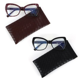 Loycco Trendy TR90 Oversized Blue Light Reading Glasses Women Men,Stylish Square Cat Eye Readers Glasses (black+brown) 2.0
