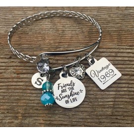 FRIENDSHIP bracelet, Best friend gift, Friend birthday gift, 40th birthday, Gifts for HER, 60th birthday, 50th birthday, birthstone, initial
