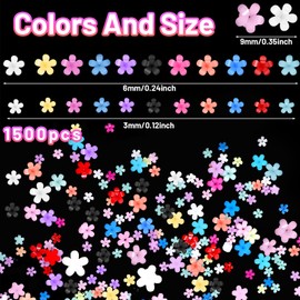 1500PCS 3D Color Tiny Flowers Charms for Nails Tiny Color Petal Flower Nail Charms with Tweezers Golden Caviar Beads for Nail Art DIY Manicure Jewel Accessories
