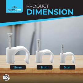 SOL 200pk White Cable Clips, Cable Pins for Walls & Wires | Wall Tacks for Wires, Cables | Wire Clips, Cable Clips White for Cable Management | Cable Wall Clips | Cable Nail Clips + SOL Sticker