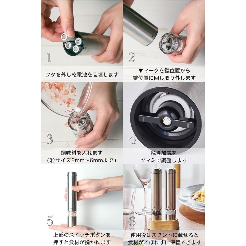 Russell Hobbs 7933JP Electric Mill, Salt & Pepper, Mini, Silver,