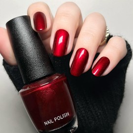 COSMOO Wine Red Nail Polish, 12ml Burgundy Red Quick Dry Nail Lacquer, Super Lustrous Nail Enamel Polish, Dark Red Shimmer Iridescent Ultrachrome Nail Art Varnish, 0.41 fl oz