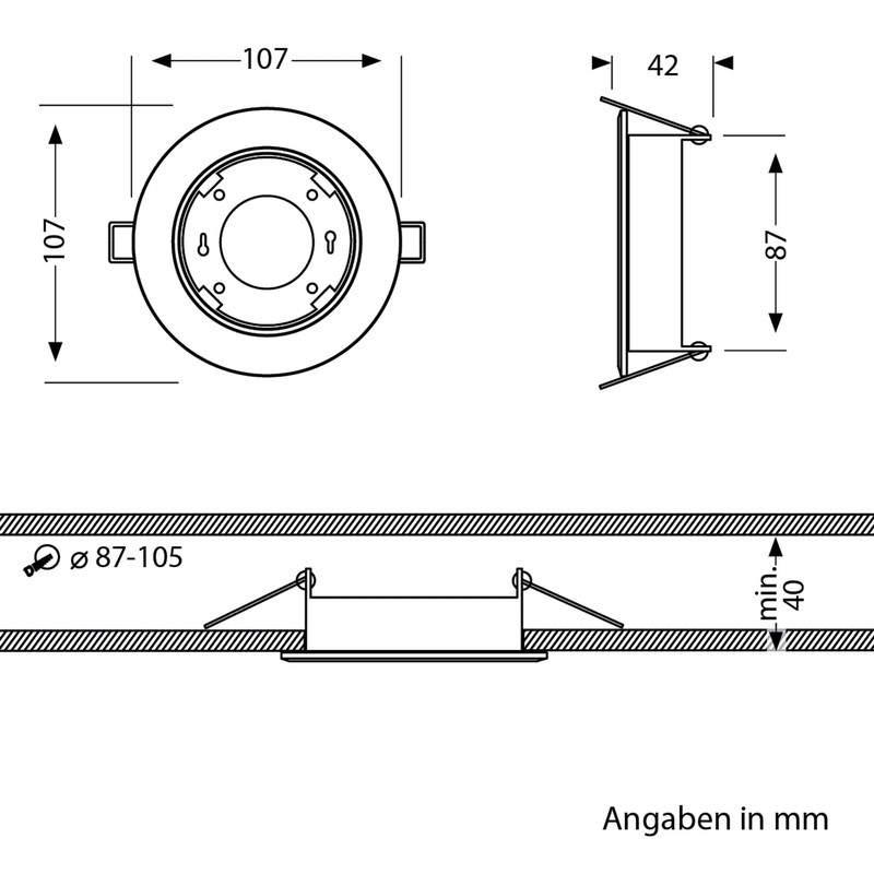 ledscom.de ZOBE Recessed Ceiling Light Round 107 mm Diameter 1x