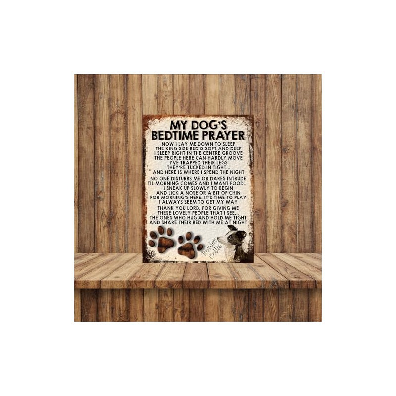MY DOG'S BEDTIME PRAYER RETRO STYLE METAL TIN SIGN/PLAQUE (BORDER