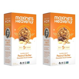 Maxine's Heavenly Peanut Butter Chocolate Chip Cookies | Healthy Vegan Oatmeal Cookies Sweetened with Coconut Sugar & Dates | Plant Based, Gluten Free & Non GMO | 7.2 Ounces Each (2 pack)