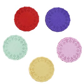 100 Pieces Assorted Colors Floral Round Paper Doilies for Cakes, Desserts, Baked Treat Display, Ideal for Weddings, Formal Event Decoration, Tableware Decor Placemats 4.5 Inches in Diameter