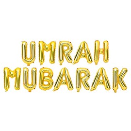 Umrah Mubarak Foil Letter Balloons - 16" Metallic Gold