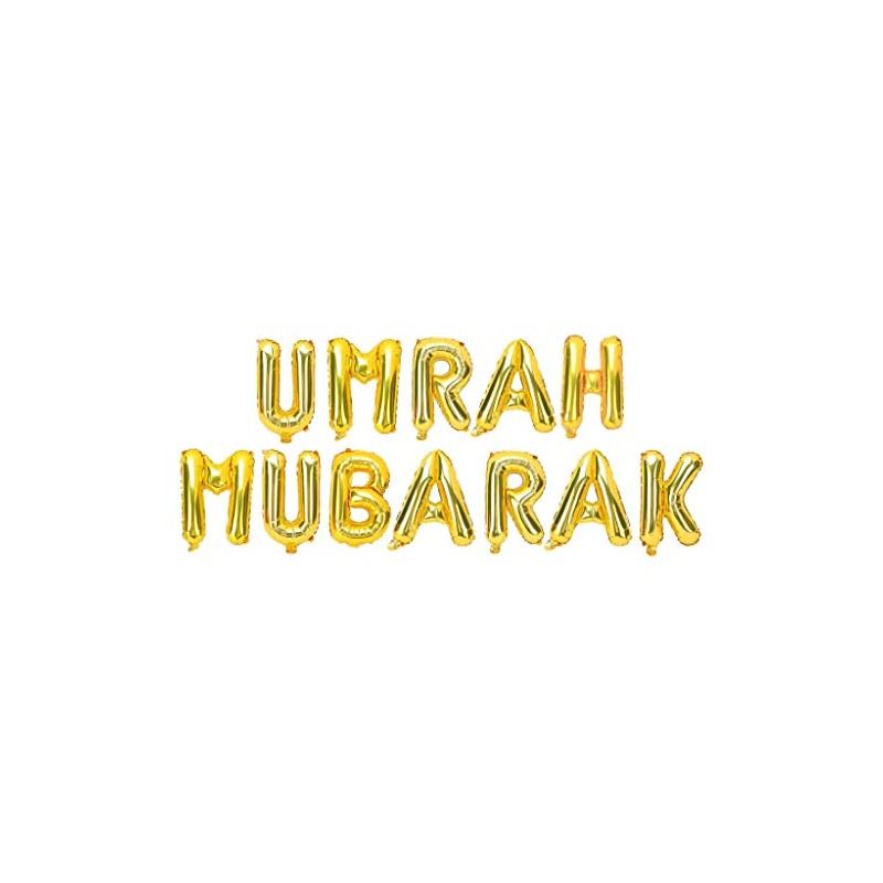 Umrah Mubarak Foil Letter Balloons - 16" Metallic Gold