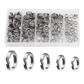 200pcs Split Rings 5 Sizes Fishing Split Rings Double Rings Replacement Storage Case for Flat Rings Fishing Saltwater Fishing Tackle Fishing Equipment Assist Hook High Strength