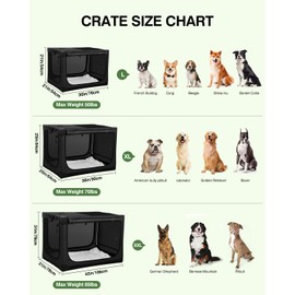 Veraste 42 Inch Collapsible Travel Dog Crate for Medium Large Dogs, Portable Dog Crate 4-Door Foldable Soft Kennel with Chew-Proof Mesh Windows for Indoor & Outdoor Travel,with Storage Bag,Black