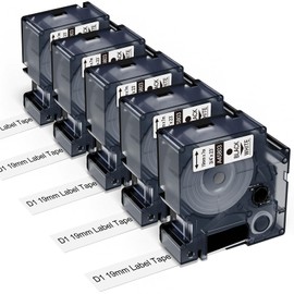5-Pack D1 Compatible with Dymo D1 Label Tape 19mm x 7m 45803 Replace for DYMO Label Maker Refills d1 a45803, Black on White, for LabelManager 360D 420P 450D 500TS 450 Duo