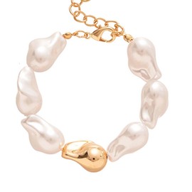 EDWTG Baroque Pearl Bracelet for Women Chunky Gold and Baroque Pearl Bracelet Irregular Pearls Bracelets Jewelry Gifts, One Size, Metal, no gemstone