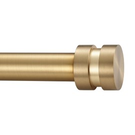 16-86 inch Long Adjustable Warm Gold Curtain Rods,1 inch Diameter Splicing Heavy Duty Rod Set with Aluminum Finals for Windows, Door, Drapery