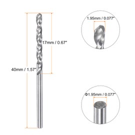 sourcing map 2pcs Solid Carbide Drill Bits 1.95mm C3/K10 Tungsten Carbide Precision Mini Micro Straight Shank Twist Drill Bit for Stainless Steel Metal Plastic Wood