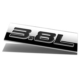 Auto Dynasty Chrome Finish Metal Emblem 3.8L Badge (Black Letter)