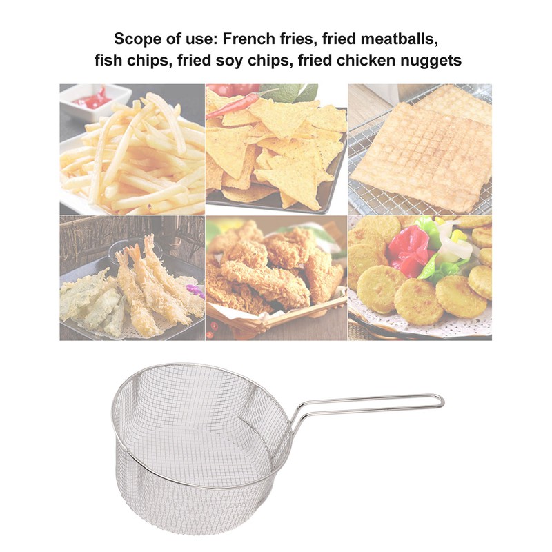 Frying Basket Stainless Steel Long Handle Reusable Rust Resistant Fry