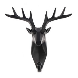 Kepfire Deer Head Hook Antlers Living Room Wild Animal Hook Single Wall Black Coat Hook Decorative Resin Nordic Modern Art Elegant Heavy Duty Scarf Hanging Hook Door