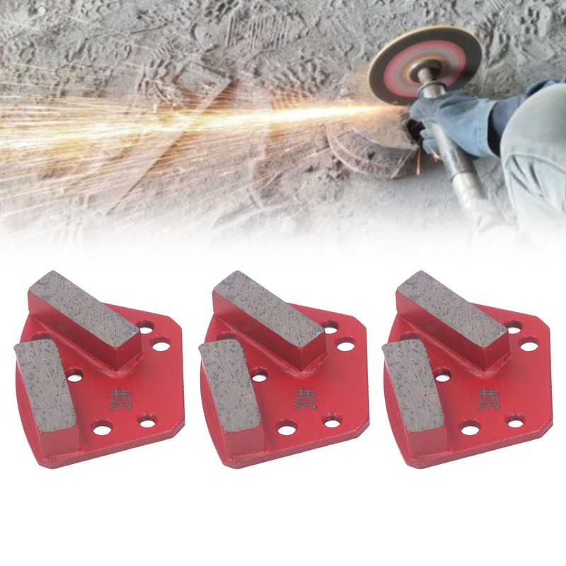 3Pcs Diamond Grinding Shoes 30 Grits Trapezoid Concrete Floor Cutting