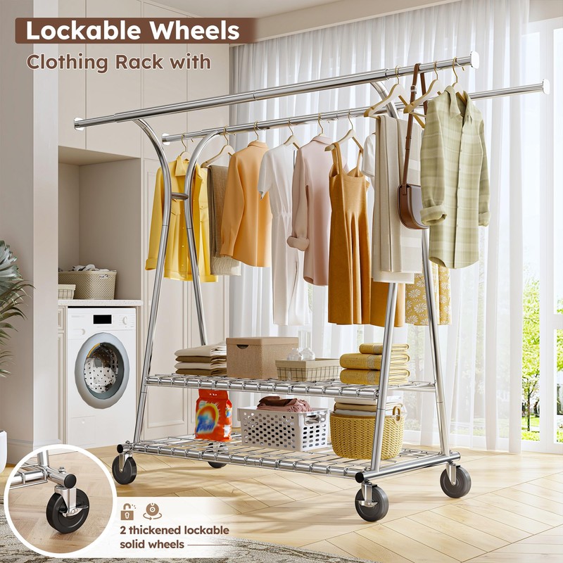 Raybee 78" W Clothes Rack Loads 441 LBS, Clothing Racks