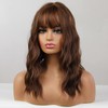HAIRCUBE Long Brown Wavy Wigs for Women, Synthetic Wig Made