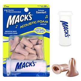 Mack’s Acoustic Foam Earplugs, 7 Pair with Travel Case – Soft, Comfortable Ear Plugs for Concerts, Jam Sessions, Nightclubs and Loud Events