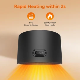 Dr.Prepare Small Space Heater for Indoor Use, 600W Electric Ceramic Heater, Portable Desk Heater for Office Bedroom, Fast Heating, Tip-Over & Overheat Protection, Mini Personal Heater for Home Room
