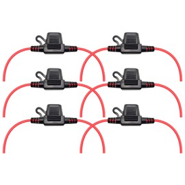 VANTRONIK Waterproof MINI Inline Fuse Holder with 16 Gauge AWG Wire 12 Inches Long, Fit for ATM Blade Small Fuse in Vehicle/Boat/RV/Tractor, 6 Pack
